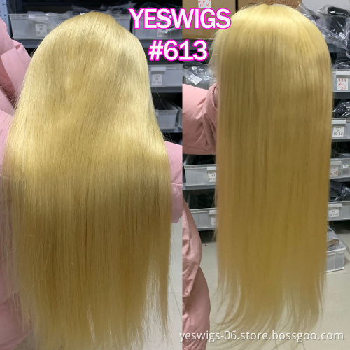 YesWigs Silky Straight Popular Indian  Hair 613# Blonde Human Virgin Hair Lace Frontal Wigs